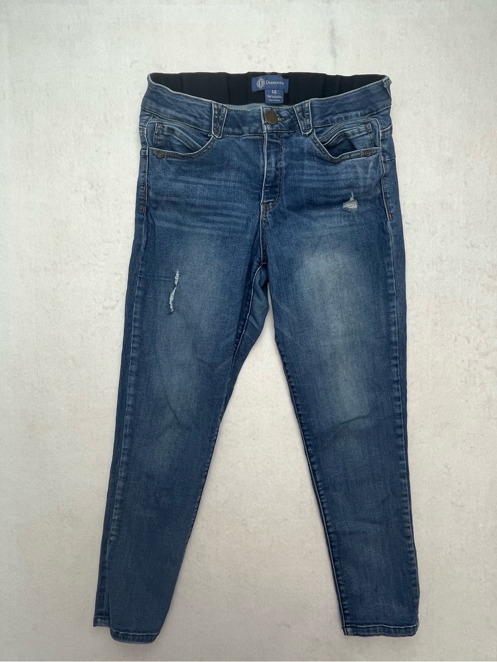 Democracy Ab Solution Women’s Blue Distressed Stretch Skinny Jeans Size 12